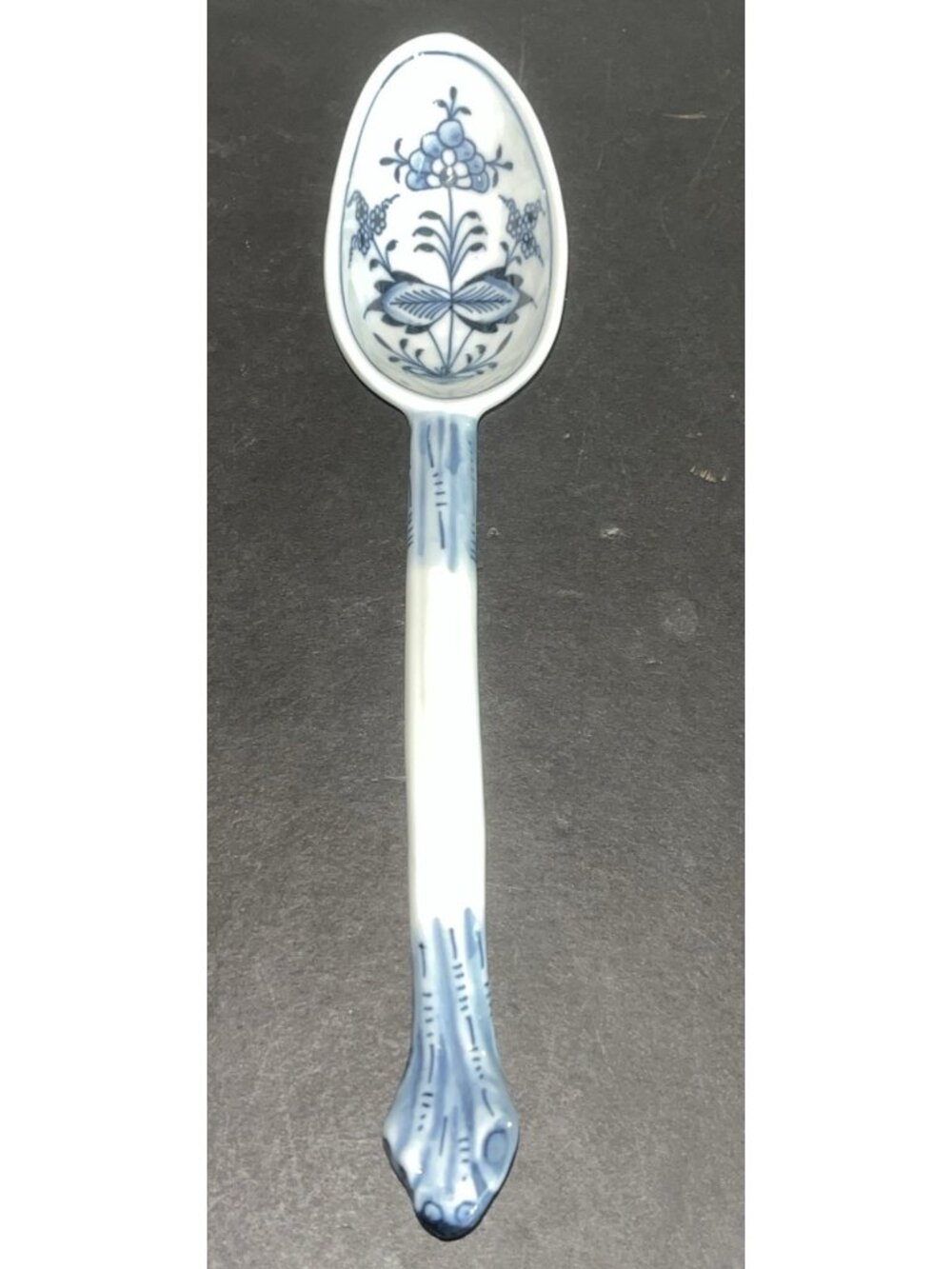 Vintage Meissen Porcelain Serving Spoon Sauce Germany Blue Onion Hand Painted